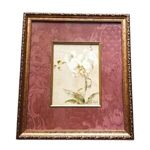 Home Interiors Cheri Blum White Orchid Floral Art Print Ornate Gold Framed 16X14